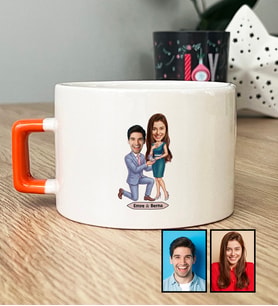 Kişiye Özel Karikatürlü Evlenme Teklifi Sevgililer Lüks Fincan Sevgililer Günü Hediyesi