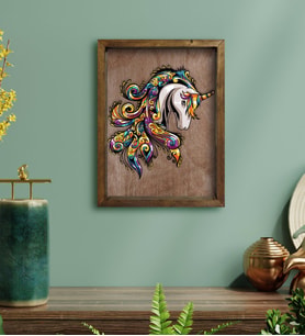 BK Home Unicorn Tasarımlı Doğal Masif Ahşap Çerçeveli Tablo-2
