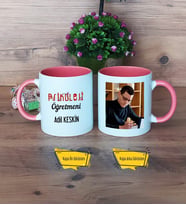Psikoloji Öğretmeni Kupa Bardak Pembe Fotoğraflı Öğretmenler Günü Hediyesi