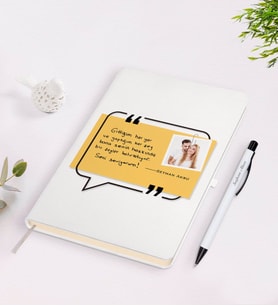 BK Gift Kişiye Özel Kendi El Yazın Mesajlı Fotoğraflı Beyaz Defter ve Kalem Hediye Seti-4