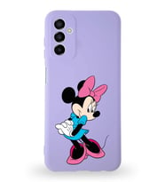 Samsung Galaxy M13 Uyumlu Lansman Kılıf Altı Kapalı İçi Kadife  Minnie Mouse-F Tasarımlı  Kapak (Şeffaf)