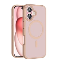 Apple iPhone 16 Uyumlu Kılıf M-safe Şarj Özellikli Mat Arka Yüzey Zore Sio Kapak (Rose Gold Altın)