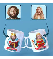 Kişiye Özel Kral ve Kraliçe Karikatürlü İkili Kupa Bardak