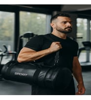 Suni Deri Unisex Askılı Silindir Spor Çantası Fitness Çantası