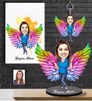 Kişiye Özel Melek Anne Karikatürlü 3 lü Hediye Seti  Model-2