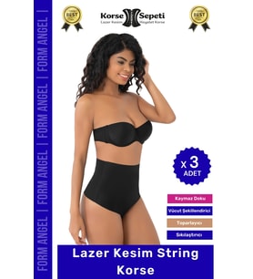 #Korse İz Yapmaz Göstermeyen Kaymaz Doku Toparlayıcı Sıkılaştıran Lazer Kesim String Korse - 3 Adet