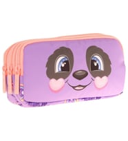 Kaukko Kids Üç Bölmeli Mor Somon, Panda Desenli, Kız Çocuk Okul Kalemliği - L8233 (Çok Renkli)