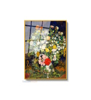 Dikey Çerçeveli Cam Vangogh 59 Modern Ev Dekoru Duvar Sanatı Ev Ofis Tablosu (Altın)