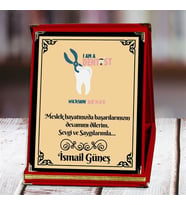 Diş Hekimi Baskılı Plaket (3. Tasarım)  Kişiye Özel (Kırmızı)