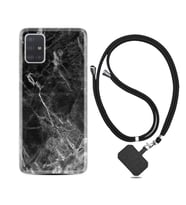 Samsung a71 A72 A73 A7 A9 2018 C7 C9 Kılıf Boyun Askılı Silikon Kara Mermer 1375