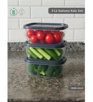 3'lü Saklama Kabı Seti Kare Erzak Kabı Bpa Free Derin Dondurucu için Uygun 1500 ml