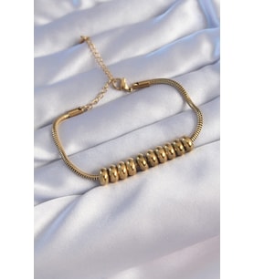 316L Çelik Gold Renk Oval Figürlü Bileklik - TJ-BB6096