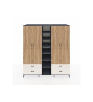 Kronos Dolap 12 Raflı 4 Çekmeceli 2 Askılı 220x59x243 Antrasit-Çam/Aytaşı