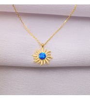 925 Ayar Gümüş Opal Taşlı Güneş Kolye