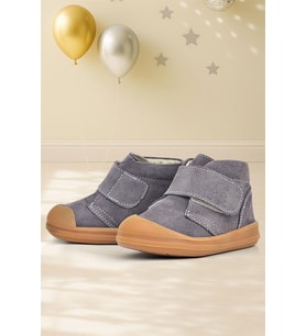 Rakerplus Yoohoo Hakiki Deri Koyu Gri Cırtlı Unisex Bebek Bot