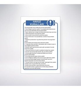 Havuz Kuralları 21x28 Arkası Sticker