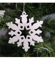 Beyaz Kar Tanesi Simli  ve Yapışkanlı Eva Ağaç Ve Hediye Süsü 8x8cm 12 li