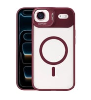 iPhone 17 Air Remim Lensli Magsafe Standlı Kapak - Bordo