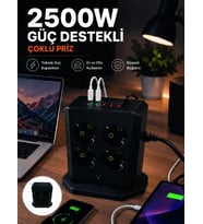 Çoklu Priz 8 Çıkışlı 4 USB 2 Type-C Anahtarlı Dikey Priz Kulesi