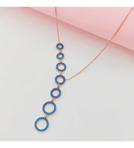 Gümüş Halka Sıralı Sallantılı Model Kolye 925 Ayar (Karışık)