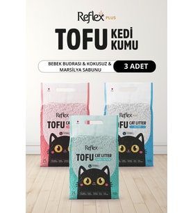 Reflex Plus Kokusuz & Bebek Pudrası & Marsilya Sabunu Kokulu Tofu Kedi Kumu 7L x 3 Adet
