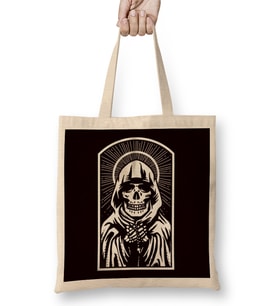 Santa Muerte Mexican Dead Mexico Sugar Skull Female Deity Bez Çanta Uzun Saplı