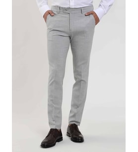 Gri Erkek Ekstra Slim Fit Melanj Desenli Klasik Pantolon - 103508