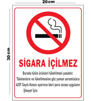 Metal Sigara İçilmez 20cm x 30cm A4 Büyüklüğünde Uyarı Levhası Yönlendirme Tabelası