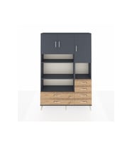 Arges Dolap 9 Raflı 6 Çekmeceli 3 Kapaklı 132x30x195 Antrasit-Antrasit/Çam