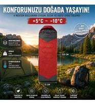 4 Mevsim Uyku Tulumu +5°C -10°C Kamp Uyku Tulumu Nefes Alabilen Kumaş KIRMIZI