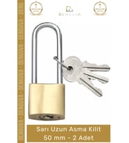 #AsmaKilit Pirinç Kaplama Yüksek Güvenlikli Sağlam Dış Mekan Koruma Sarı Uzun Asma Kilit 50 mm - 2 A