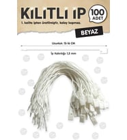 Kilitli İp Renkli Asmalı Etiket Bağlama İpi Lock String Tag Rope 100 Adet Beyaz-T366 (Renksiz)