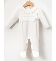 PİLE YAKALI FİSTOLU BEBE KIZ TULUM (Ekru)