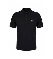 Trender Fermuar Yakalı Baskılı Siyah Erkek T-Shirt 4069
