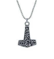 Thor Mjollnir Hammer Örme Zincir Kolye - Gümüş Kaplama - Erkek Kadın Kolye - No:1362