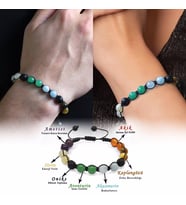 Makrome Örgülü Küre Kesim Multicolor Doğaltaş Kombinli Kadın-Erkek Başarı Bilekliği (2li Set) (Çok Renkli)