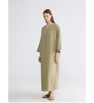 LCW Modest Yeşil V Yaka Çizgili Modal Karışımlı Kaftan Elbise