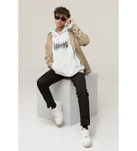 Trend Unisex Oversize Hoodie – Streetwear Baskılı Sweatshirt (Beyaz)