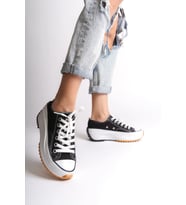 PARIS Bağcıklı Ortopedik Taban Kadın Sneaker Spor Ayakkabı  TBT - Siyah
