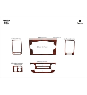Meriç® Honda CR-V 4X4 Ön Torpido Kaplama Maun 8 Parça 2007-2013 (Maun)
