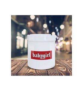 Beyaz Gothic Tarz Küllük Babygirl Baskılı Kül Tablası