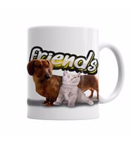 Amigos Sinceros Pug Cat Köpek Kedi Kupa Bardak Porselen