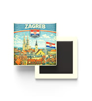 Retro Hırvatistan Zagreb Şehri Temalı Vintage Buzdolap Magneti – 9x9 cm
