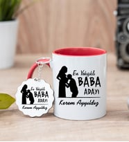 En Yakışıklı Baba Adayı  Kupa Bardağı ve Anahtarlık Hediye Seti (Model 1)