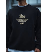 Kışlık Bisiklet Yaka Ön Ve Arka Baskılı SweatShirt - Siyah