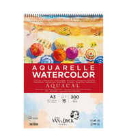 Van Dyck Aquacal Cold Press İnce Dokulu Sulu Boya Blok 300 gr 15 yp A3 Spiralli
