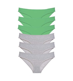 Giyim 6 Adet Süper Eko Set Likralı Kadın Slip Külot Yeşil Gri