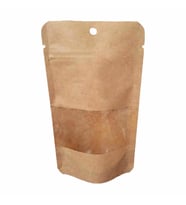 Doypack Pencereli Kraft Delikli Kilitli Kese Kağıdı - Orta Boy - 20x30 -1000Gr. - 20 Adetlik 1 Paket