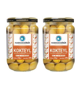 MarmaraBirlik Yesil Kokteyl Zeytin 400 gr Cam 4XL 3XL x 2 Adet