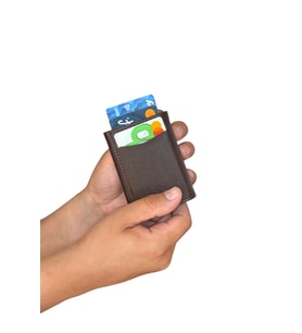 Premium Serisi Lüks Deri Özel Tasarım Mekanizmalı Dikey Erkek Cüzdanı (Kahverengi)